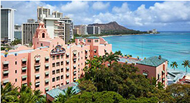 Exterior view of The Royal Hawaiian, a Luxury Collection Resort, Waikiki